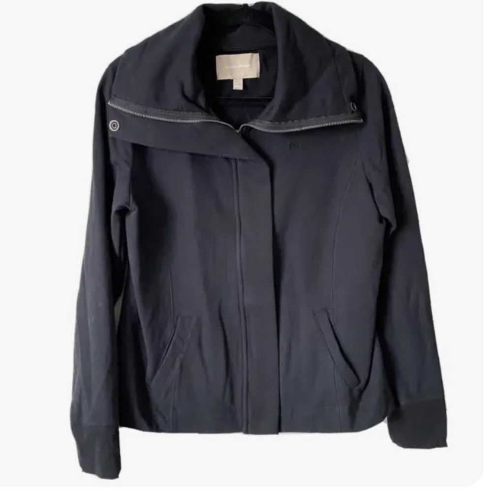 Banana Republic Jacket Womens L Large Black Bomber Zip Up Long Sleeve Casual